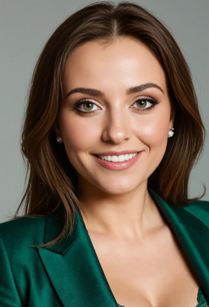 The image shows a woman in a green blazer smiling at the camera against a grey background. She is identified as Olivia Wilde, and her net worth is estimated to be around $20 million.